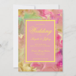 Rosa, Gold, grüne Tinte Einladungen für Hochzeiten