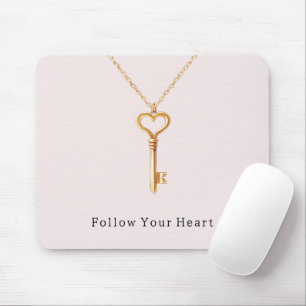 Rosa Gold Herz Kette  Mousepad