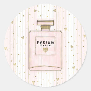 Rosa & Gold Herzen Paris Parfum Chic Mode Runder Aufkleber
