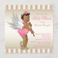 Rosa Gold High Heel Angel Ethnic Baby Girl Dusche