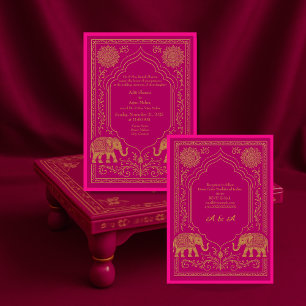 rosa gold hindu mandala elefant bogen hochzeit einladung