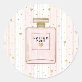Rosa & Gold hören Paris Parfum Chic Mode Runder Aufkleber