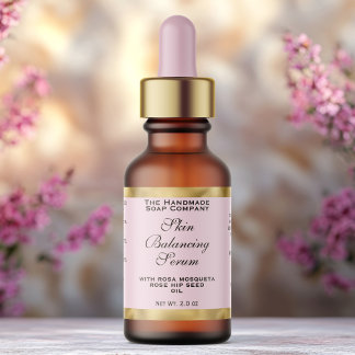 Rosa & Gold Kleiner Tropfflaschen-Etikett Adressaufkleber