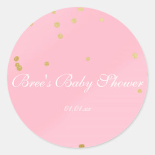 Rosa & Gold Konfetti Glam Shower Favor Aufkleber