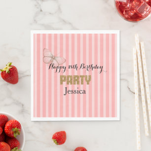 Rosa Gold Konfetti Glitter 18. Geburtstag Serviette