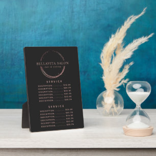 Rosa Gold Kreis Salon Logo Preis Menü Plakette Fotoplatte