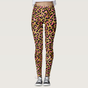 Rosa Gold Leopardenmuster Leggings