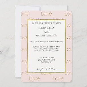 Rosa Gold Liebe Weiße Hochzeit Einladung