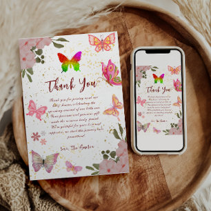 Rosa Gold lila Schmetterlingsfrau Geburtstag Dankeskarte