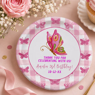 Rosa Gold lila Schmetterlingsfrau Geburtstag Pappteller