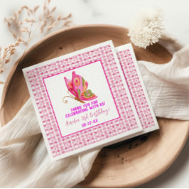 Rosa Gold lila Schmetterlingsfrau Geburtstag Serviette