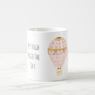 Rosa Gold Luftballon fliegt hoch Kaffeetasse