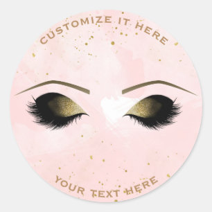 Rosa Gold Make-up Wimpern Schönheit Party Runder Aufkleber