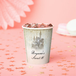 Rosa Gold Messe Princess Burg Pappbecher