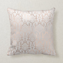 Rosa Gold Metallic Damask Royal Gray Kissen