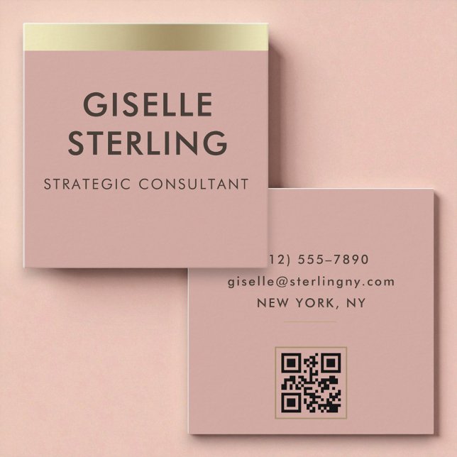 Rosa Gold Metallic QR Code Quadratische Visitenkarte (Von Creator hochgeladen)