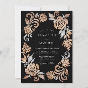 Rosa Gold Metallische formelle Hochzeit Einladung