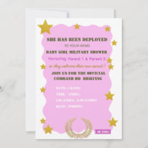 Rosa Gold Militär Mädchen Baby Shower Einladung