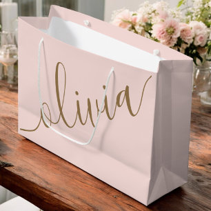 Rosa Gold Minimalistisch Moderne Monogram Elegant Große Geschenktüte