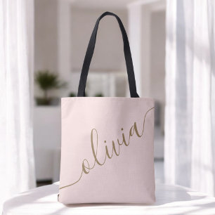 Rosa Gold Minimalistisch Moderne Monogram Elegant Tasche