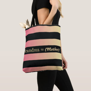 Rosa Gold mit schwarz gestreiften Oma-Geschenk Tasche