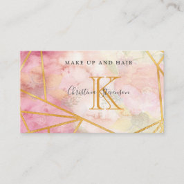 Rosa Gold Monogram Floral Makeup Artist Friseur Sa Visitenkarte