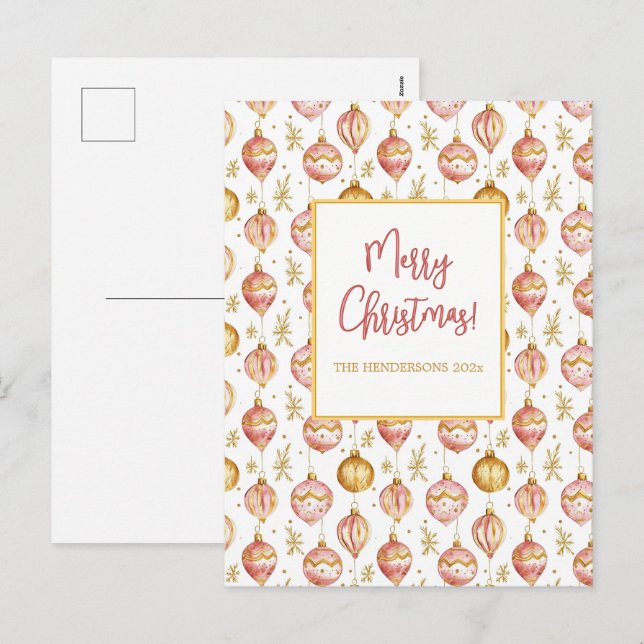 Rosa Gold Ornamente Weihnachten (Vorne/Hinten)