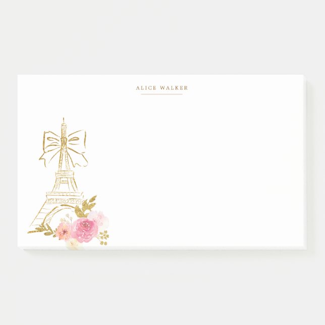 Rosa Gold Pariser Chic Monogramm  Post-it Klebezettel (Vorderseite)