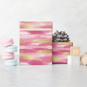 Rosa Gold Pinselstrich Stilwrapping Paper Roll Geschenkpapier