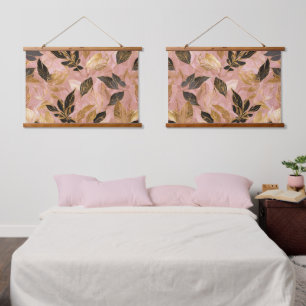 Rosa Gold Popular Boho Blätter Collection Wandteppich Mit Holzrahmen