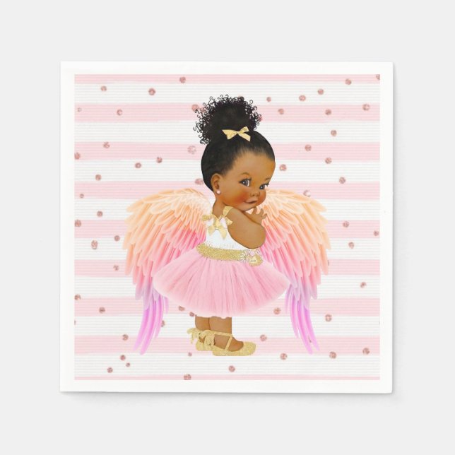 Rosa Gold Princess Ballerina Baby Dusche/Geburtsta Serviette (Vorderseite)