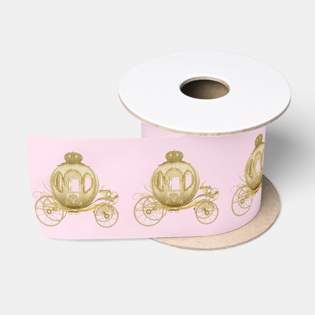 Rosa Gold Princess Carriage Satinband (Spule)