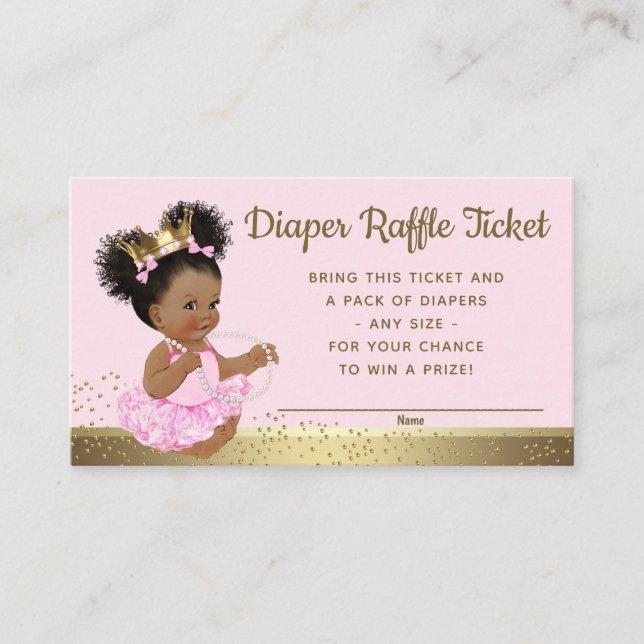 Rosa Gold Princess Diaper Raffelkarten Begleitkarte (Vorderseite)