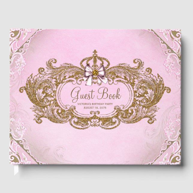 Rosa Gold Princess Gästebuch (Vorderseite)
