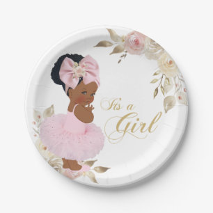 Rosa Gold Prinzessin Tutu Baby Shower Papierplatte Pappteller