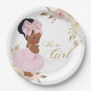 Rosa Gold Prinzessin Tutu Baby Shower Papierplatte Pappteller