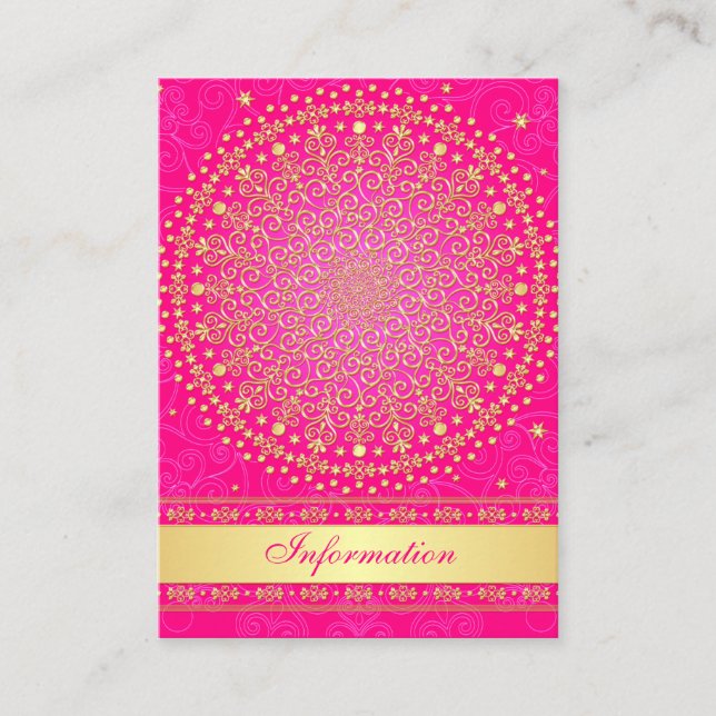 Rosa, Gold-Rollen, Sterne-Hochzeitskarte Begleitkarte (Vorderseite)