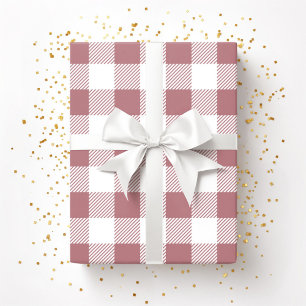 Rosa Gold-Rosa-Weiß-Karomuster Geschenkpapier