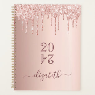 Rosa-Gold-Rouge-Glittertropfen 2026 Planer