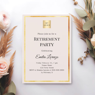 Rosa Gold Ruhestandsfeier Firmenlogo Einladung