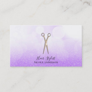 Rosa Gold Schere Lila Glitter Hairstylist Visitenkarte