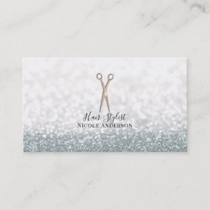 Rosa Gold Schere Weiß Glitter Hairstylist Visitenkarte