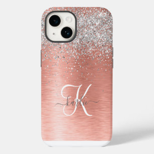 Rosa Gold Schickes Mädchen Silber Glitter Funkelnd iPhone 14 Hülle