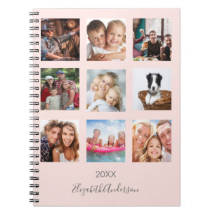 Rosa Gold Schimmer Foto Collage Monogramm Notizblock