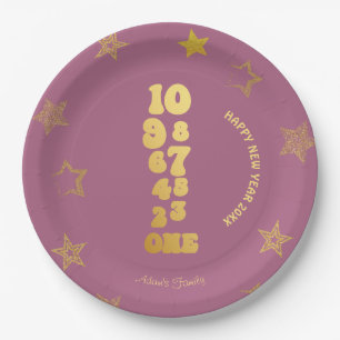 Rosa Gold Silvester Party Pappteller