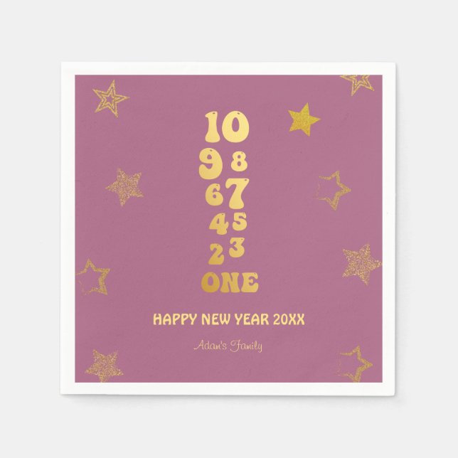 Rosa Gold Silvester Party Serviette (Vorderseite)