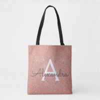 Rosa Gold Sparkle Elegantes Monogram Book Bag