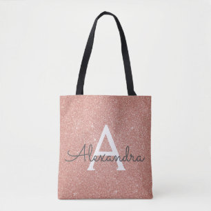 Rosa Gold Sparkle Elegantes Monogram Book Bag Tasche
