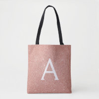 Rosa Gold Sparkle Elegantes Monogram Book Bag