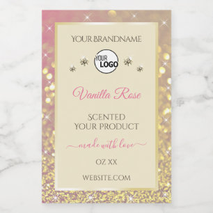 Rosa Gold-Sparkle-Glitzer-Creme-Logo Lebensmitteletikett